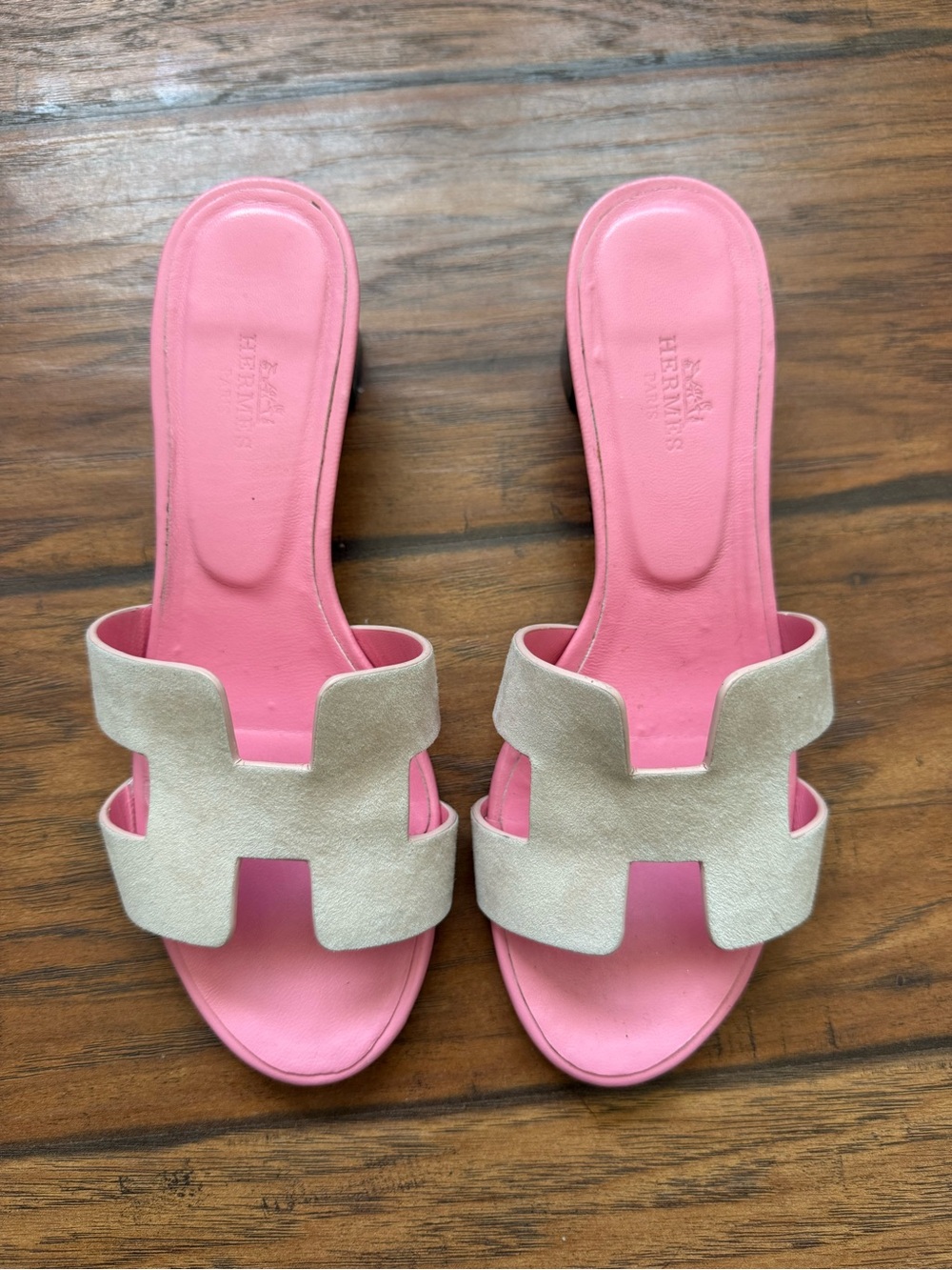 Pink & Beige Suede Oasis Sandals